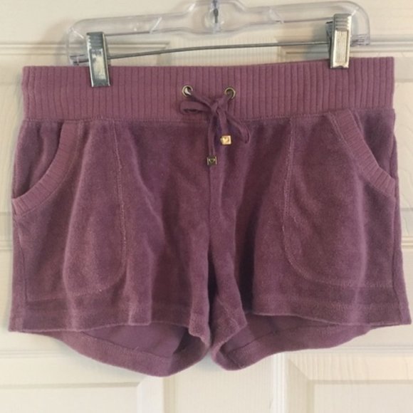 🩷 Vtg VS Plush & Lush Dusty Rose Mauve Terry Cloth Shorts - S - Picture 7 of 12